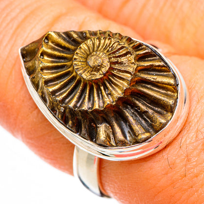 Pyrite Sea Shell Rings handcrafted by Ana Silver Co - RING125806