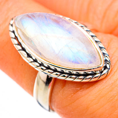 Rainbow Moonstone Rings handcrafted by Ana Silver Co - RING125809