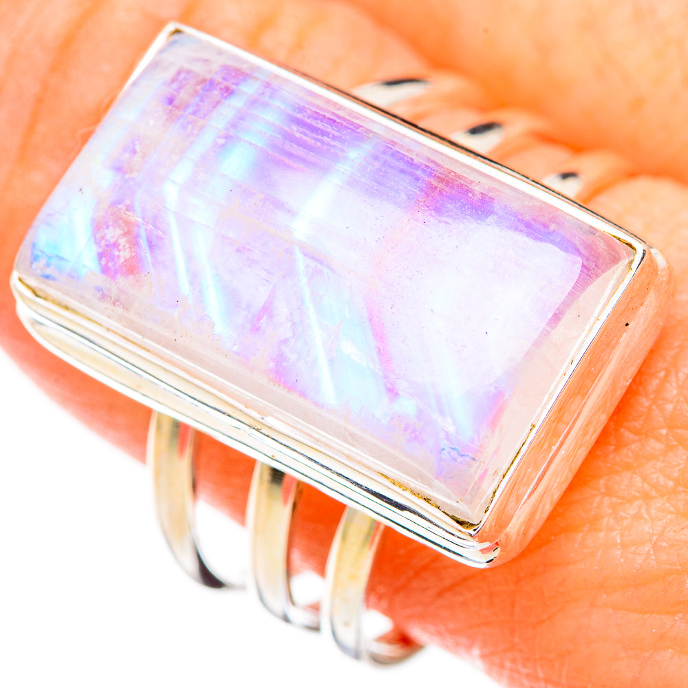Rainbow Moonstone Rings handcrafted by Ana Silver Co - RING125812