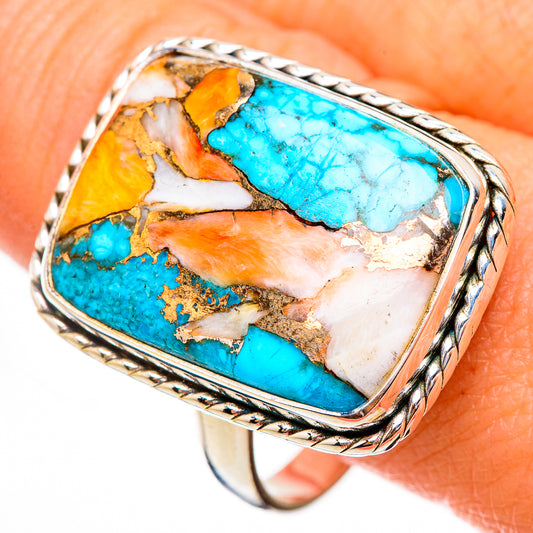 Spiny Oyster Turquoise Rings handcrafted by Ana Silver Co - RING125813