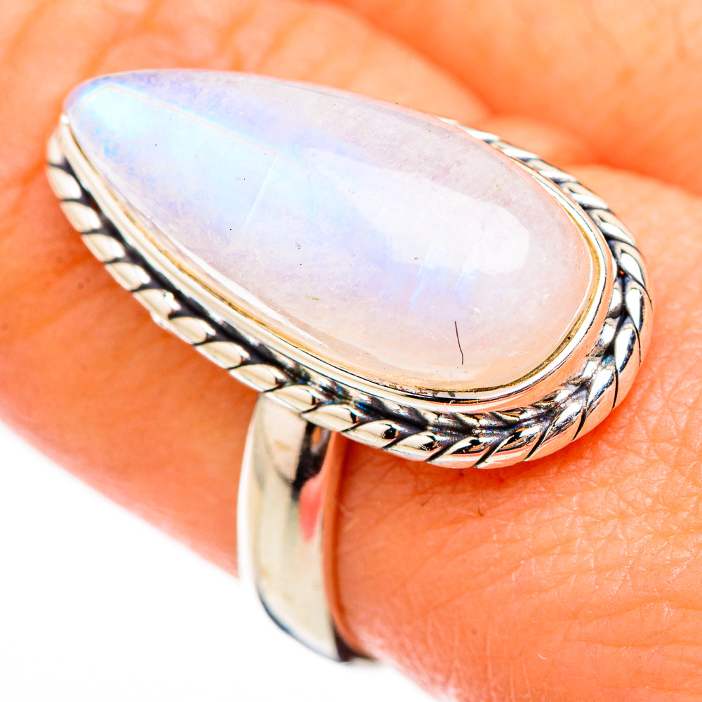 Rainbow Moonstone Rings handcrafted by Ana Silver Co - RING125834