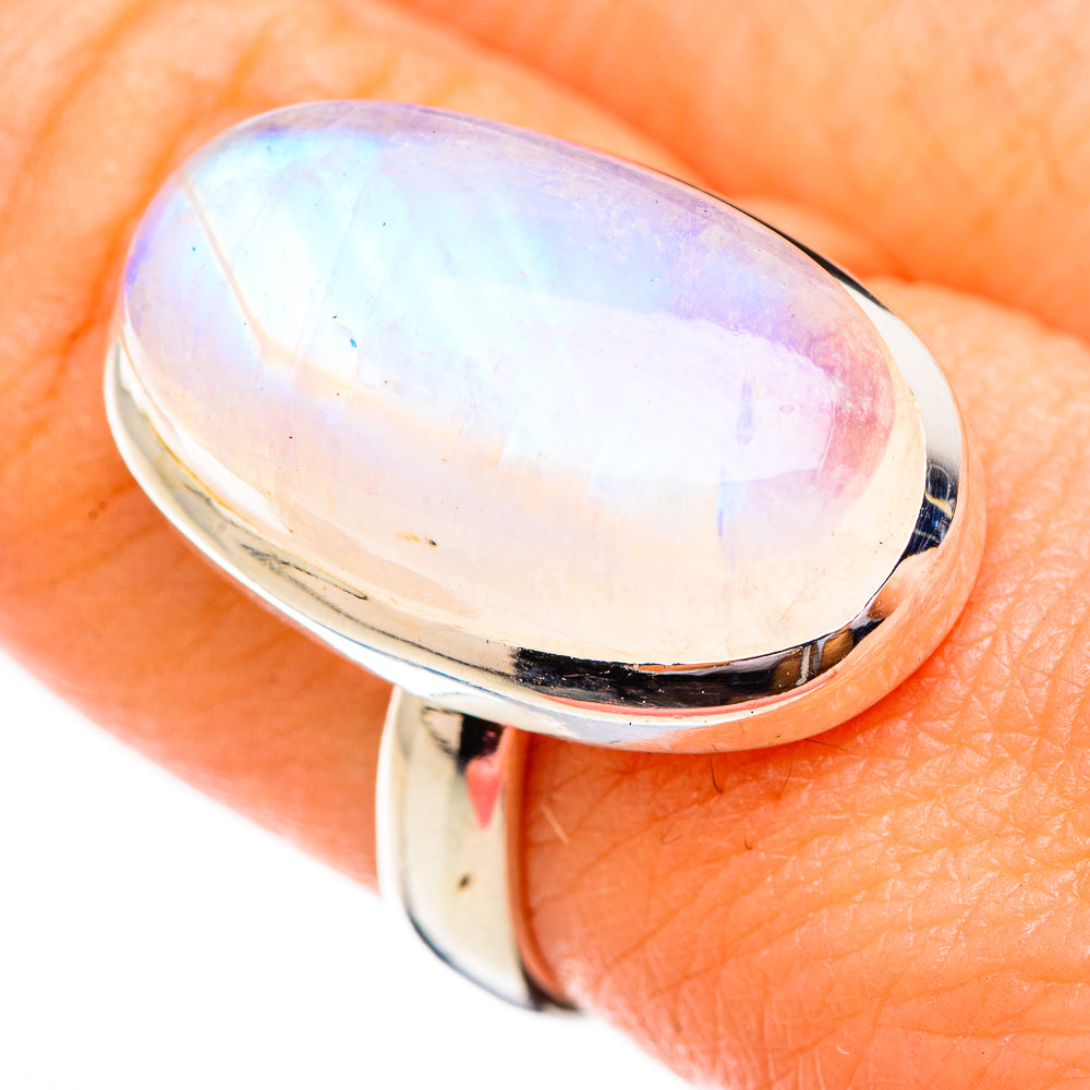 Rainbow Moonstone Rings handcrafted by Ana Silver Co - RING125835