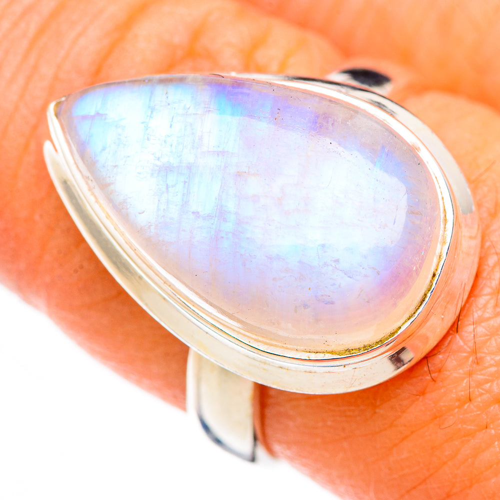 Rainbow Moonstone Rings handcrafted by Ana Silver Co - RING125836