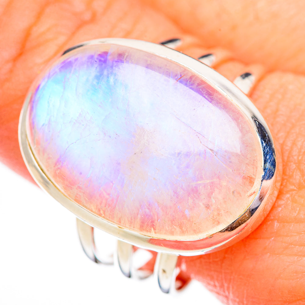 Rainbow Moonstone Rings handcrafted by Ana Silver Co - RING125837