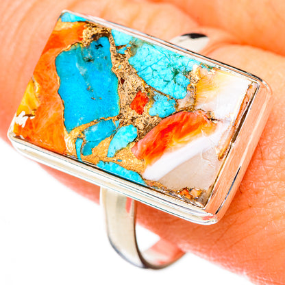 Spiny Oyster Turquoise Rings handcrafted by Ana Silver Co - RING125843