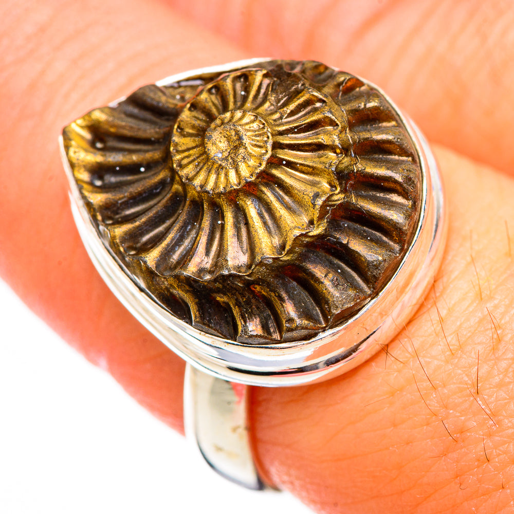 Pyrite Sea Shell Rings handcrafted by Ana Silver Co - RING125859