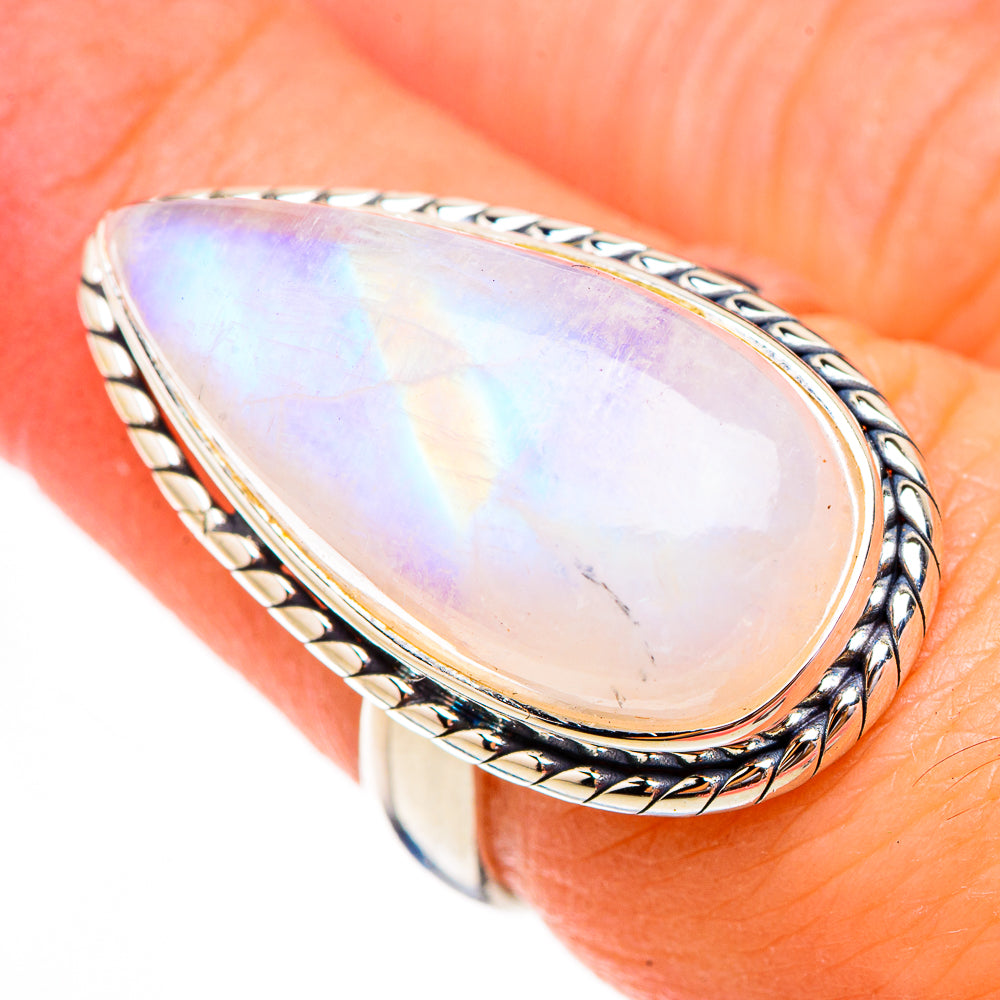 Rainbow Moonstone Rings handcrafted by Ana Silver Co - RING125864