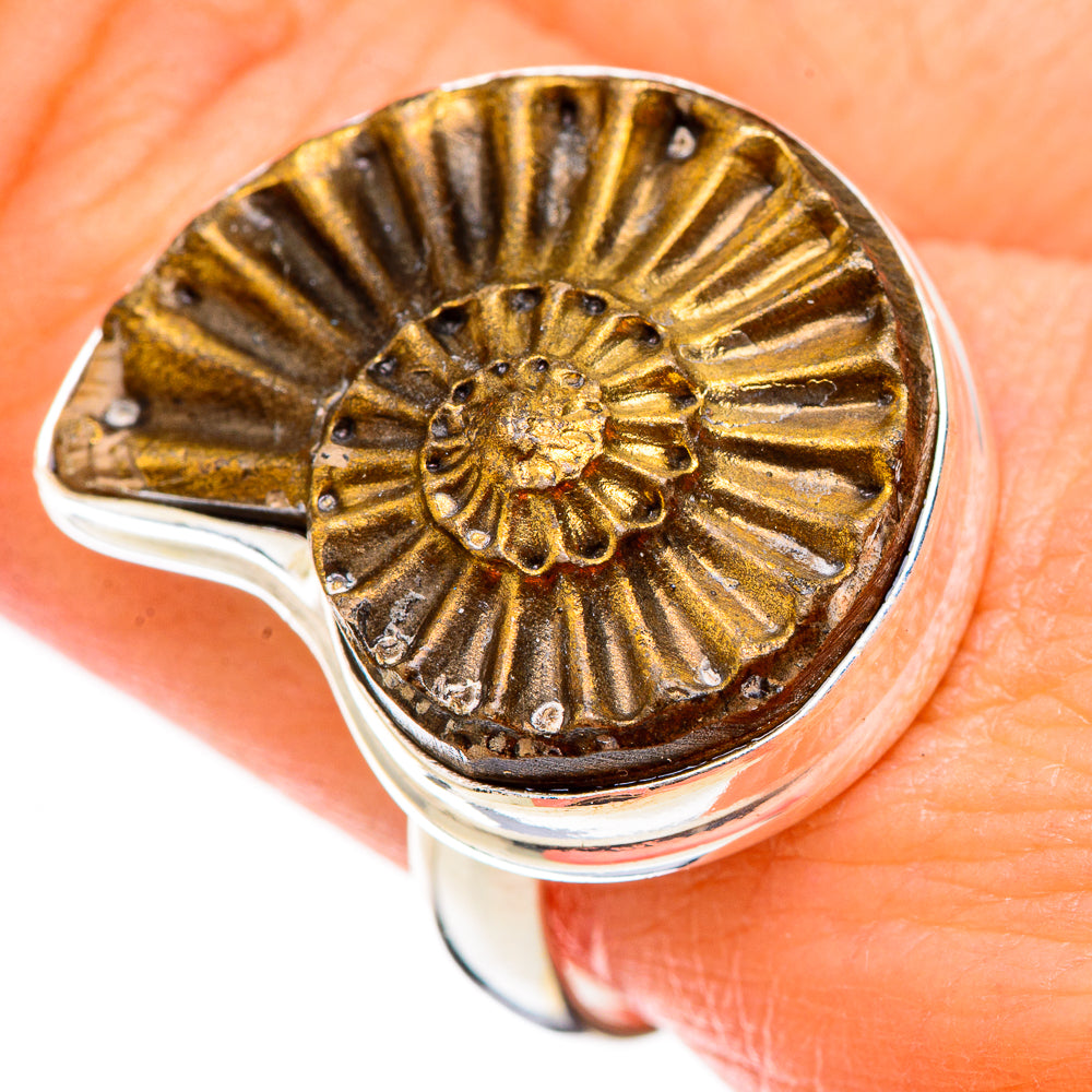 Pyrite Sea Shell Rings handcrafted by Ana Silver Co - RING125886