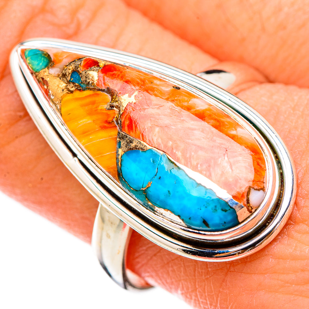 Spiny Oyster Turquoise Rings handcrafted by Ana Silver Co - RING125890