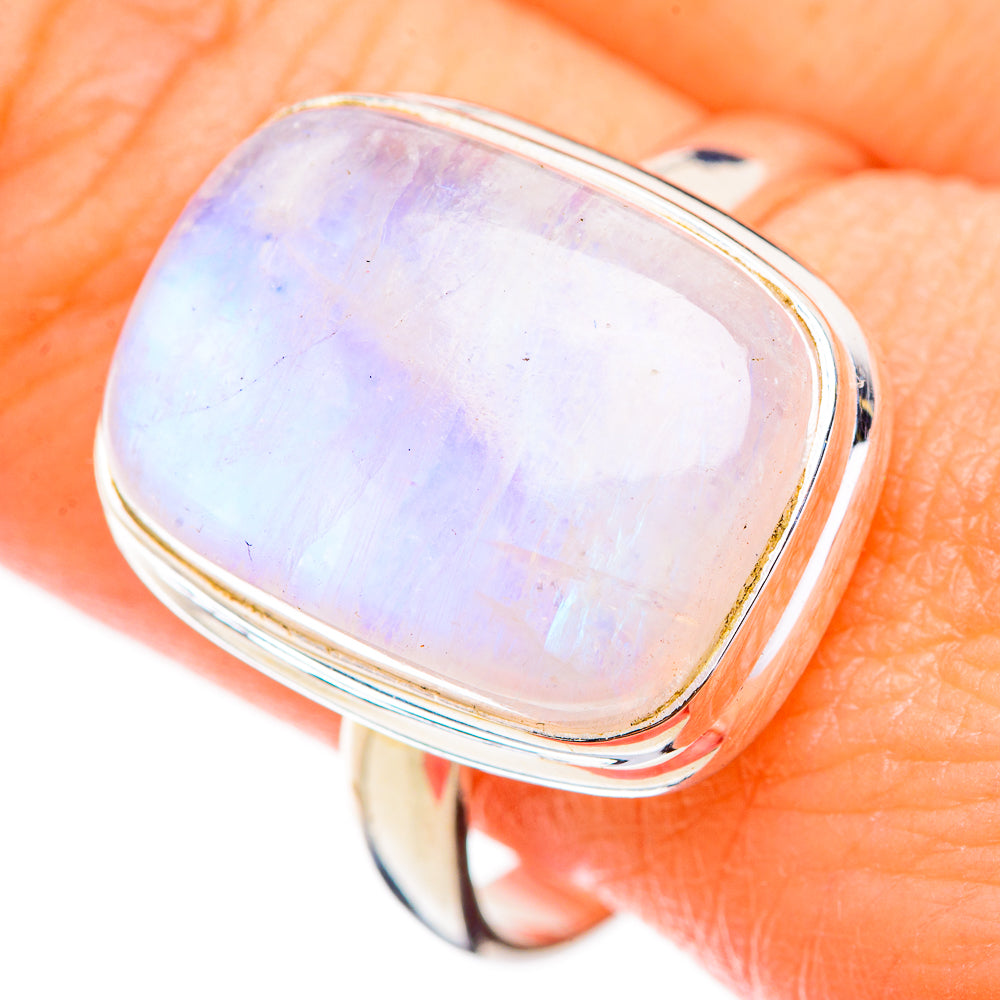 Rainbow Moonstone Rings handcrafted by Ana Silver Co - RING125898
