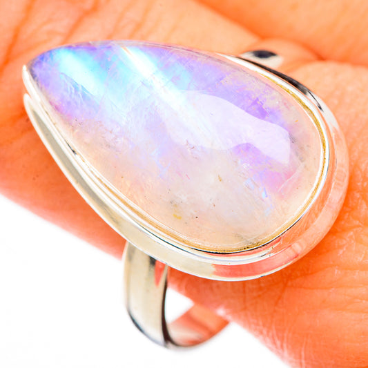 Rainbow Moonstone Rings handcrafted by Ana Silver Co - RING125900