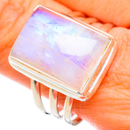 Rainbow Moonstone Rings handcrafted by Ana Silver Co - RING125902