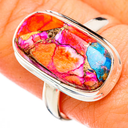 Kingman Pink Dahlia Turquoise Rings handcrafted by Ana Silver Co - RING125906