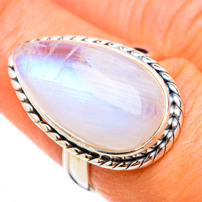 Rainbow Moonstone Rings handcrafted by Ana Silver Co - RING125927