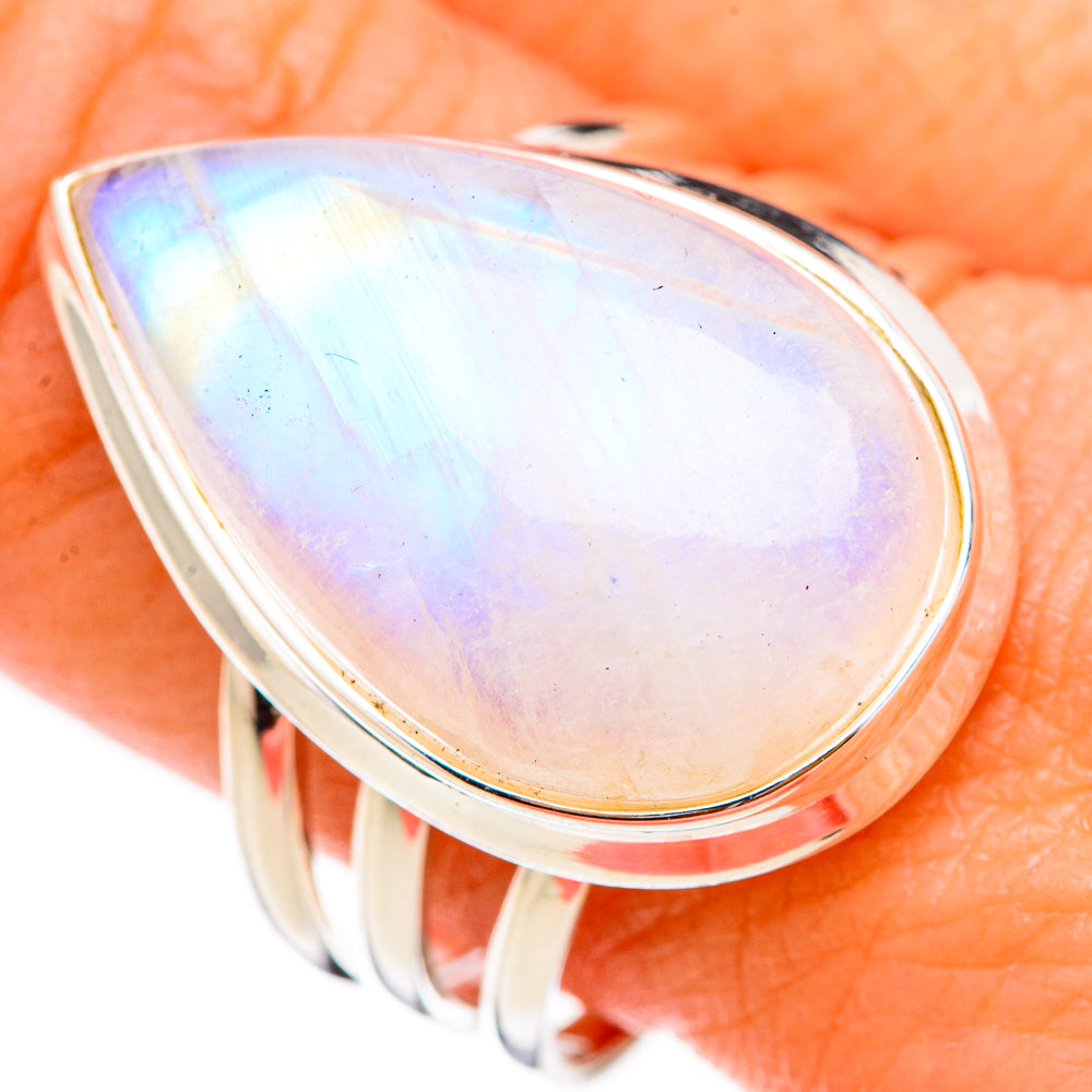 Rainbow Moonstone Rings handcrafted by Ana Silver Co - RING125928