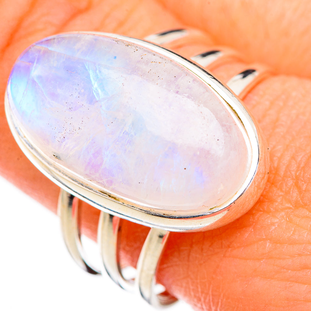 Rainbow Moonstone Rings handcrafted by Ana Silver Co - RING125930