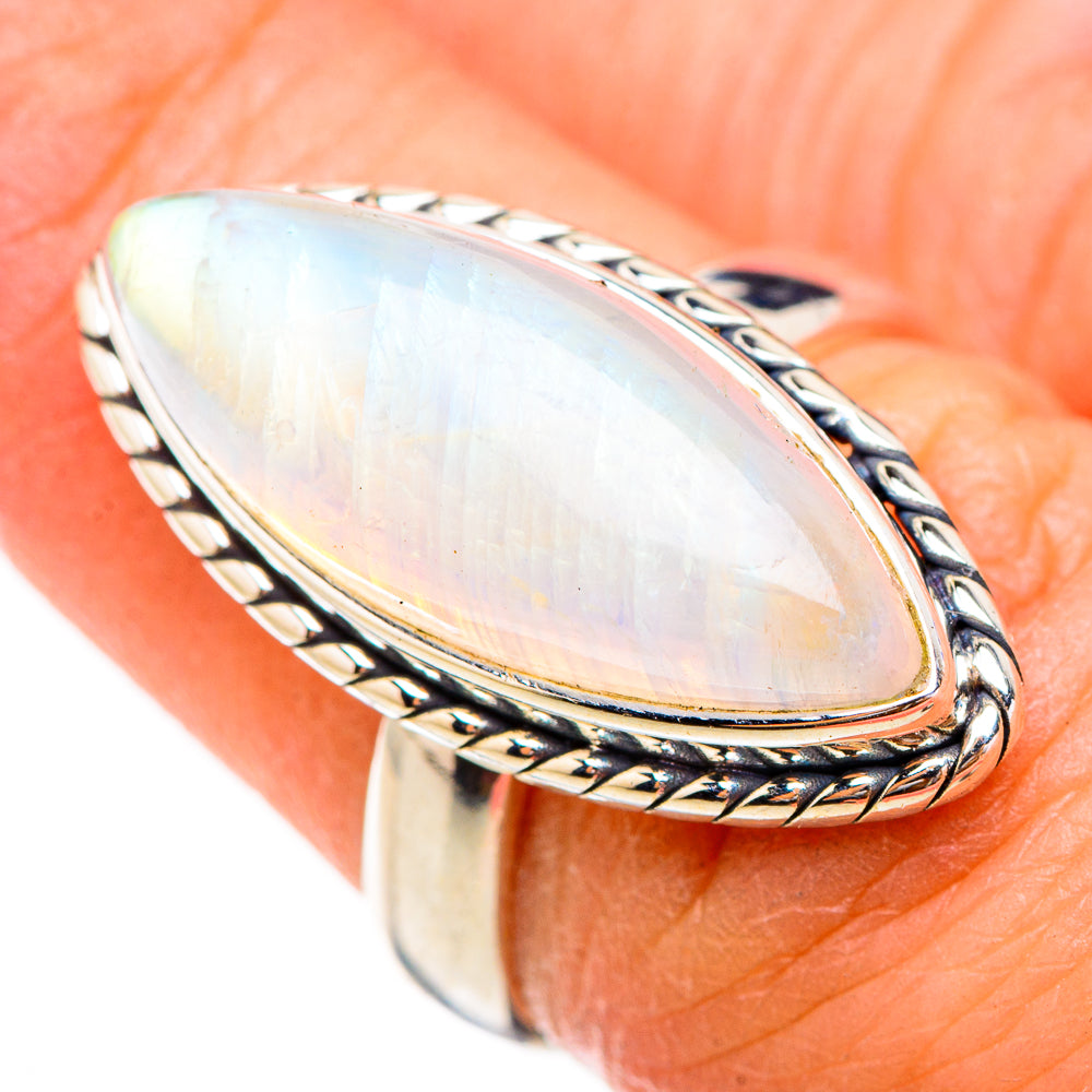 Rainbow Moonstone Rings handcrafted by Ana Silver Co - RING125931