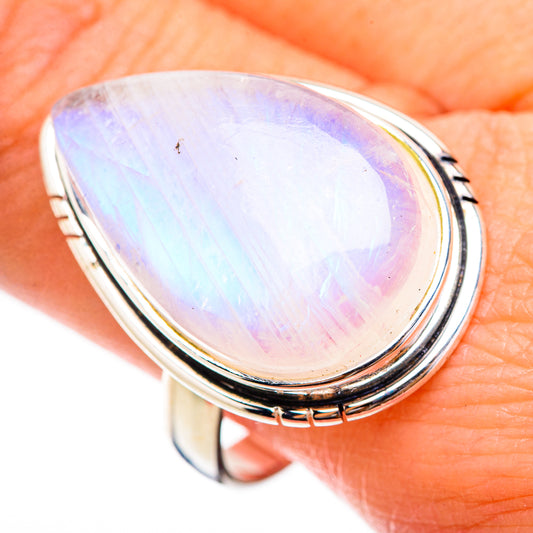 Rainbow Moonstone Rings handcrafted by Ana Silver Co - RING125953