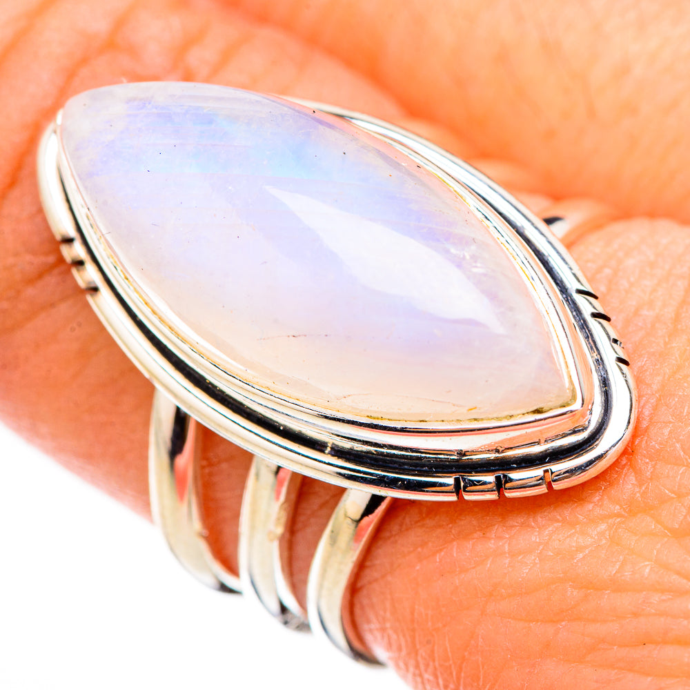 Rainbow Moonstone Rings handcrafted by Ana Silver Co - RING125954