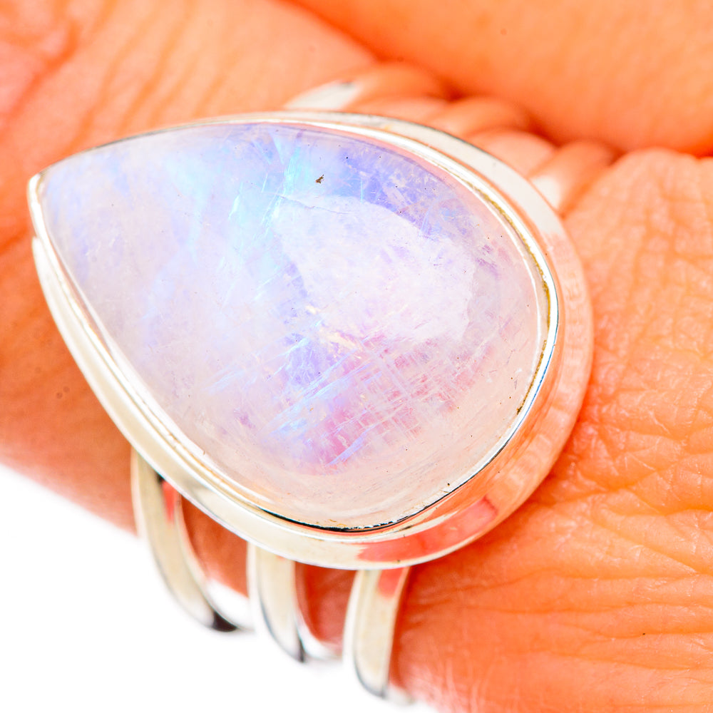 Rainbow Moonstone Rings handcrafted by Ana Silver Co - RING125955