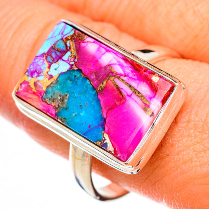 Blue Purple Copper Composite Turquoise Rings handcrafted by Ana Silver Co - RING125960