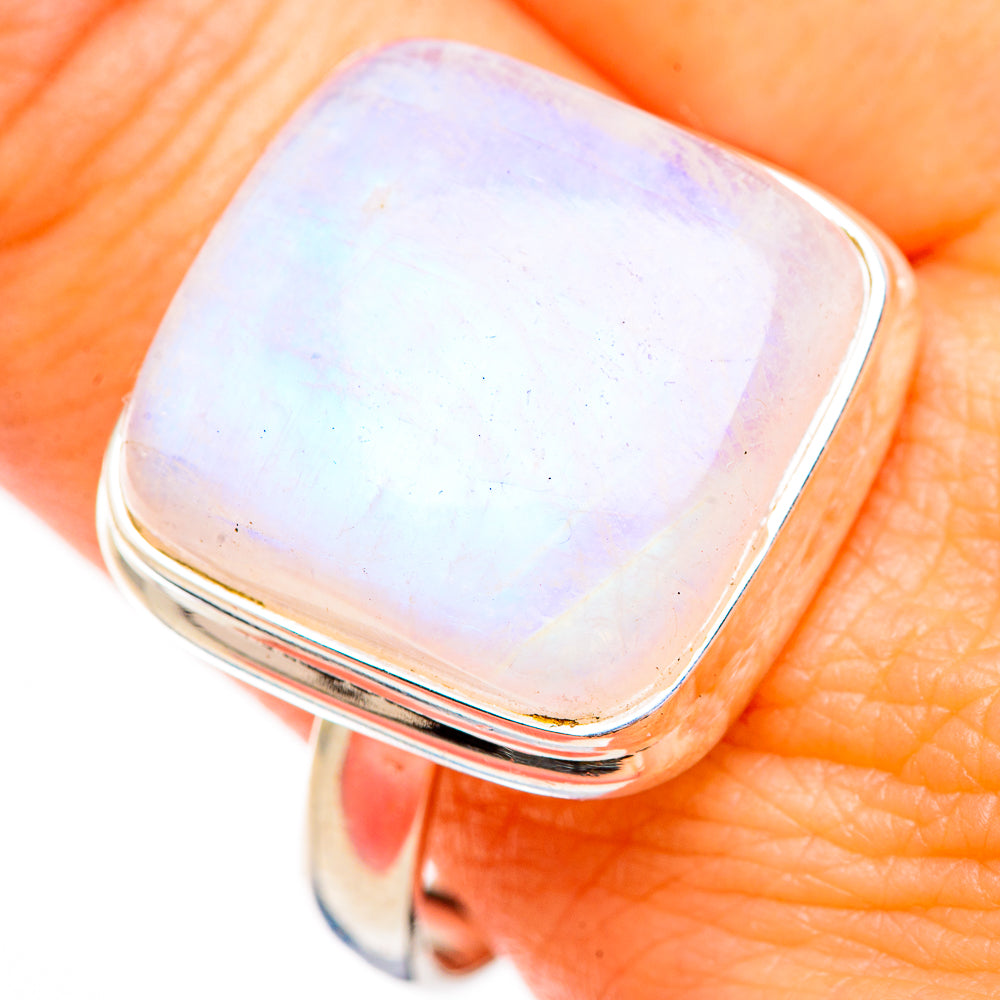 Rainbow Moonstone Rings handcrafted by Ana Silver Co - RING125981