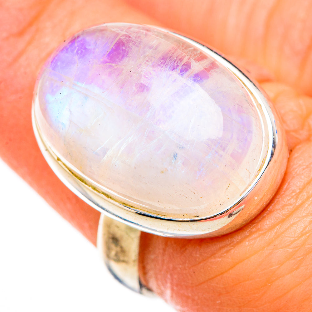 Rainbow Moonstone Rings handcrafted by Ana Silver Co - RING125984