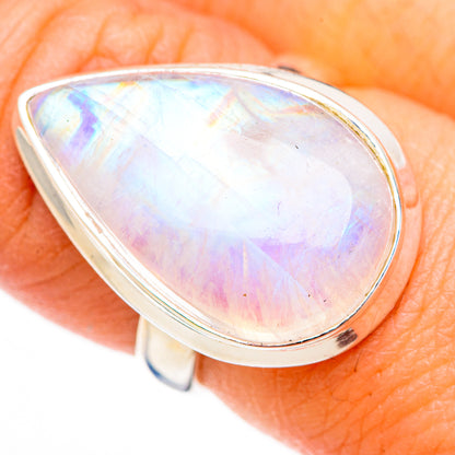 Rainbow Moonstone Rings handcrafted by Ana Silver Co - RING126011