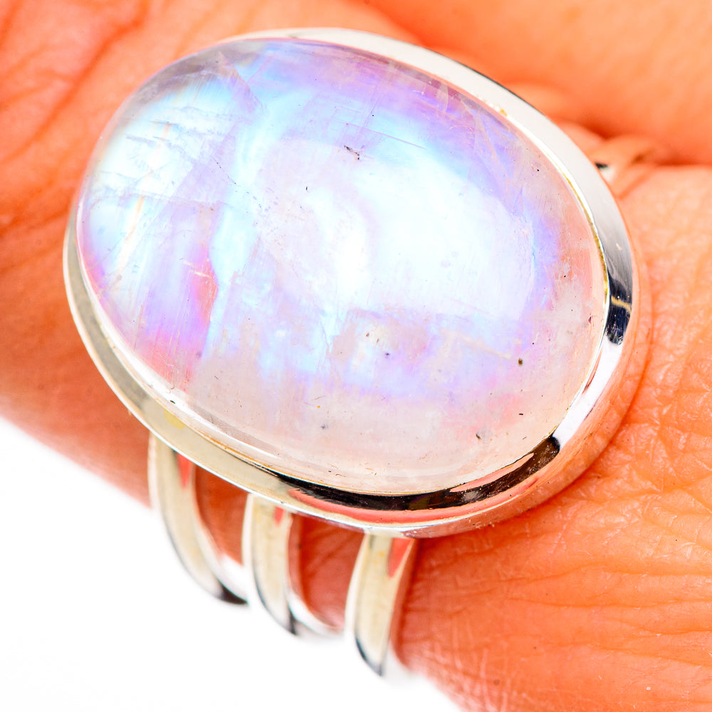 Rainbow Moonstone Rings handcrafted by Ana Silver Co - RING126013