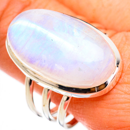 Rainbow Moonstone Rings handcrafted by Ana Silver Co - RING126015