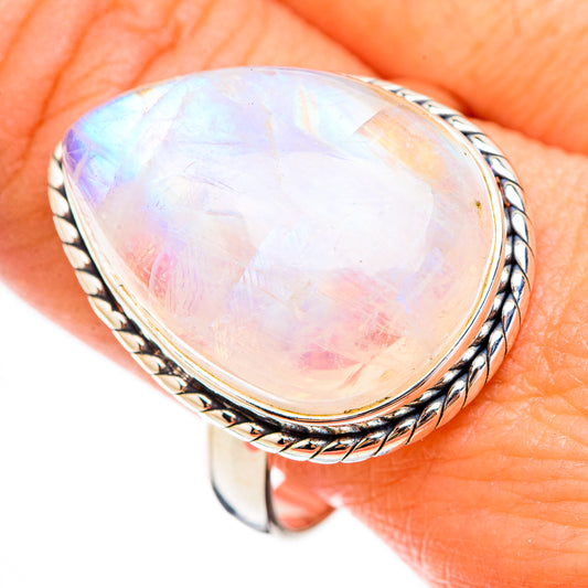 Rainbow Moonstone Rings handcrafted by Ana Silver Co - RING126016