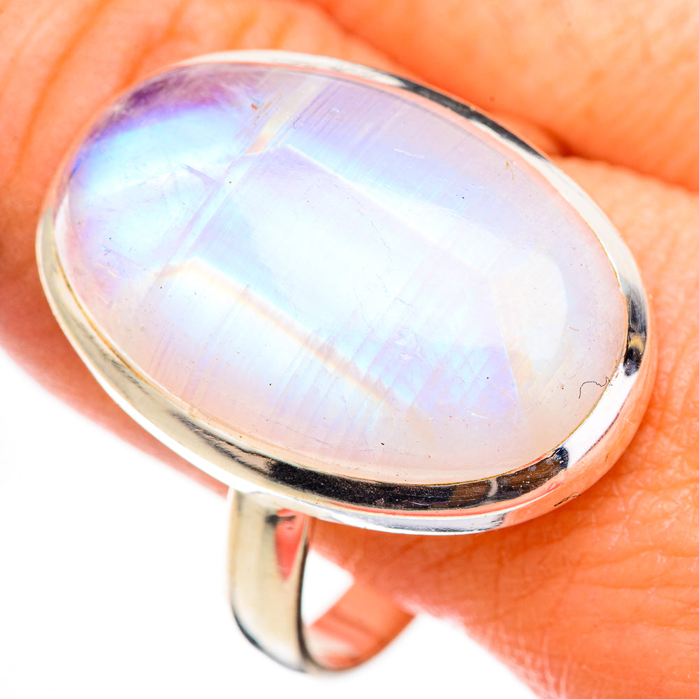 Rainbow Moonstone Rings handcrafted by Ana Silver Co - RING126017