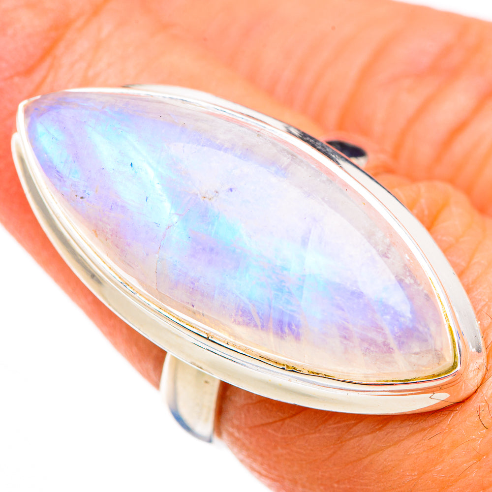 Rainbow Moonstone Rings handcrafted by Ana Silver Co - RING126018