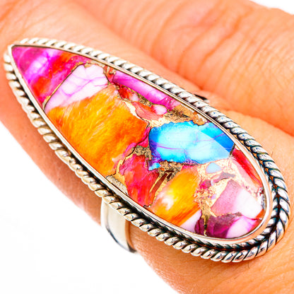 Kingman Pink Dahlia Turquoise Rings handcrafted by Ana Silver Co - RING126022