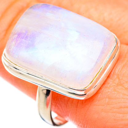 Rainbow Moonstone Rings handcrafted by Ana Silver Co - RING126042