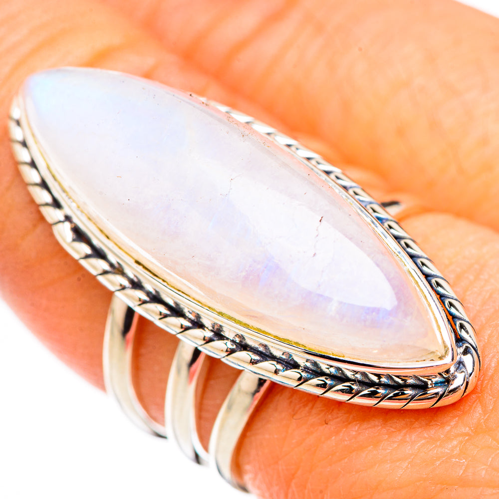 Rainbow Moonstone Rings handcrafted by Ana Silver Co - RING126043