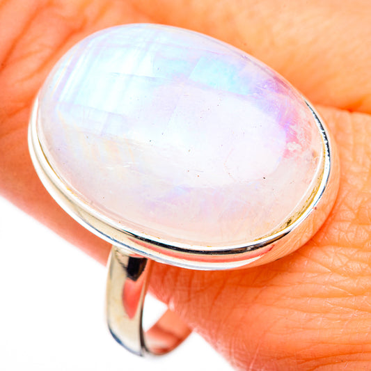Rainbow Moonstone Rings handcrafted by Ana Silver Co - RING126044