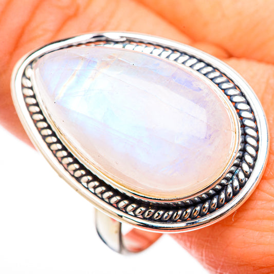 Rainbow Moonstone Rings handcrafted by Ana Silver Co - RING126045
