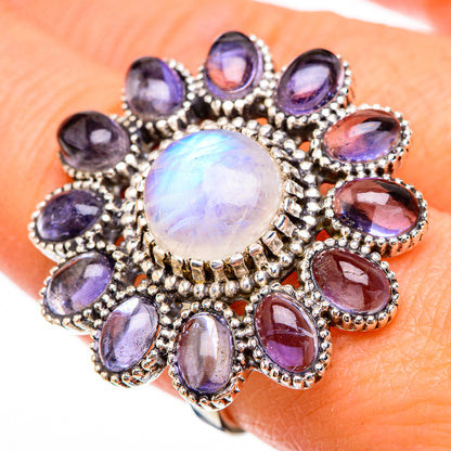 Rainbow Moonstone Rings handcrafted by Ana Silver Co - RING126064