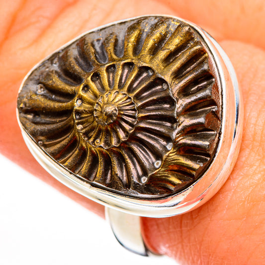 Pyrite Sea Shell Rings handcrafted by Ana Silver Co - RING126086