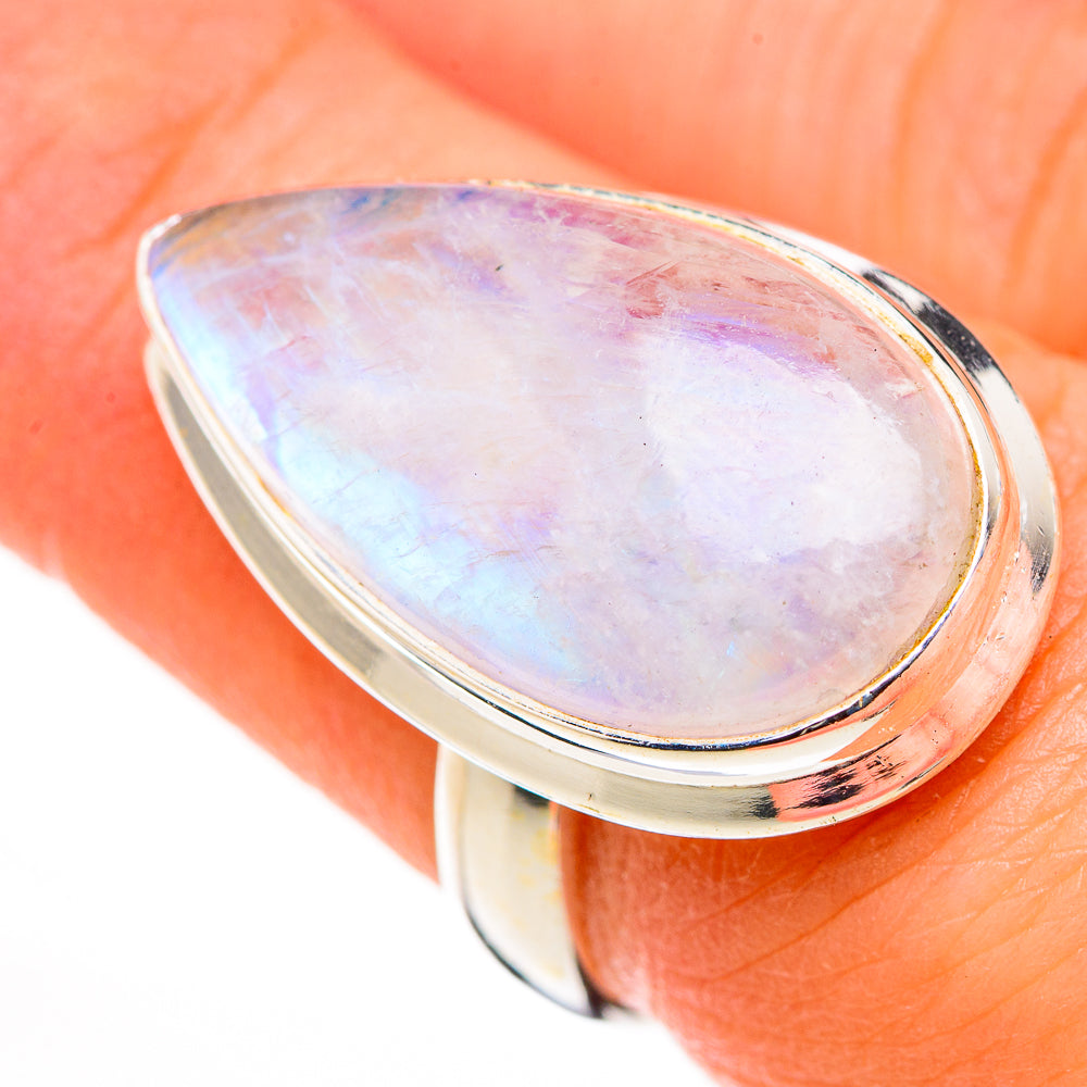 Rainbow Moonstone Rings handcrafted by Ana Silver Co - RING126088