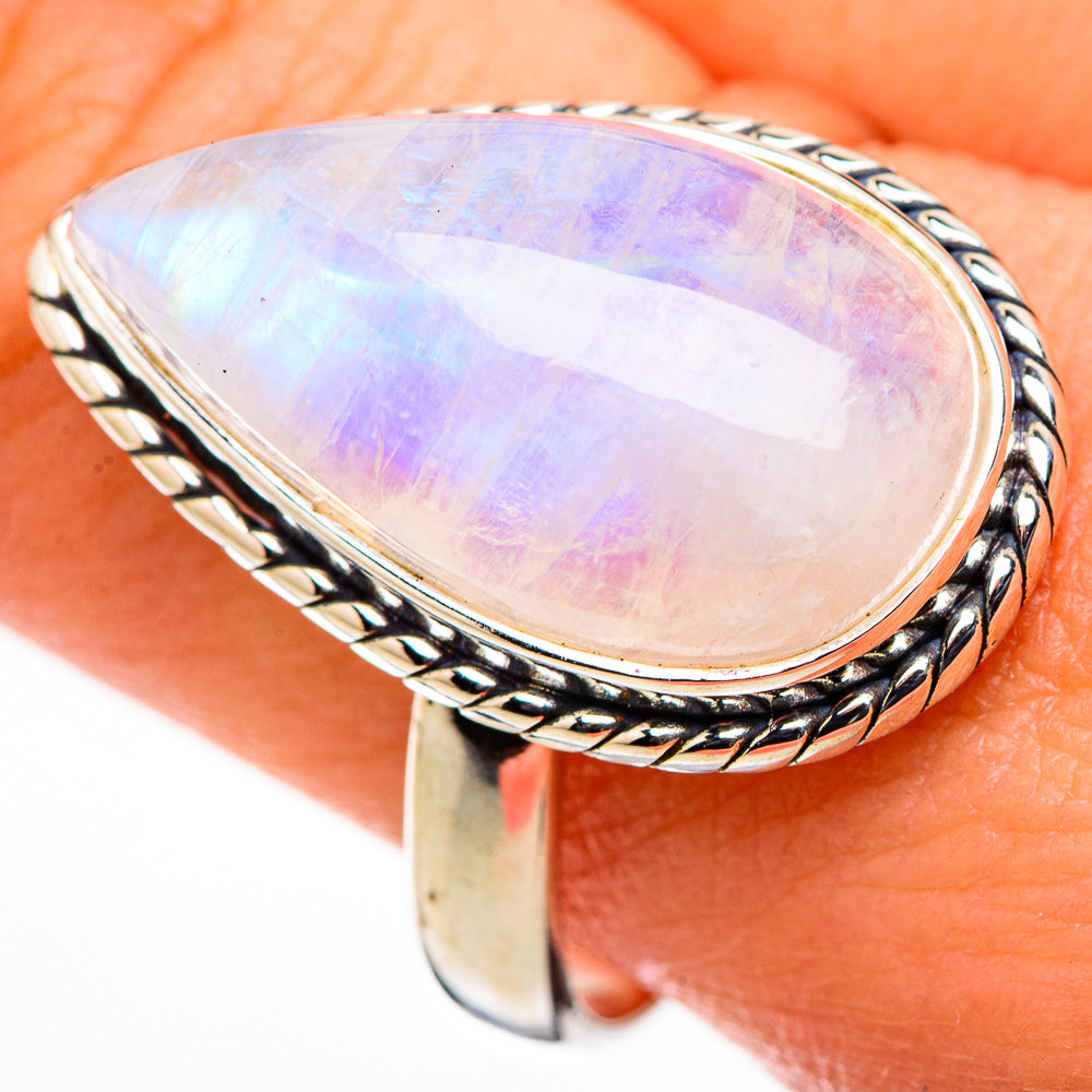 Rainbow Moonstone Rings handcrafted by Ana Silver Co - RING126089