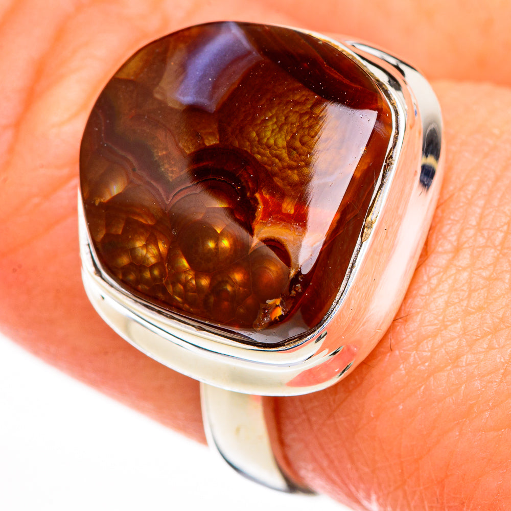 Mexican Fire Agate Rings handcrafted by Ana Silver Co - RING126097