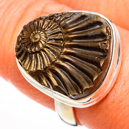 Pyrite Sea Shell Rings handcrafted by Ana Silver Co - RING126102