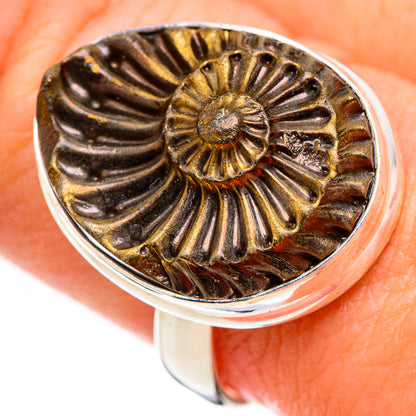 Pyrite Sea Shell Rings handcrafted by Ana Silver Co - RING126103