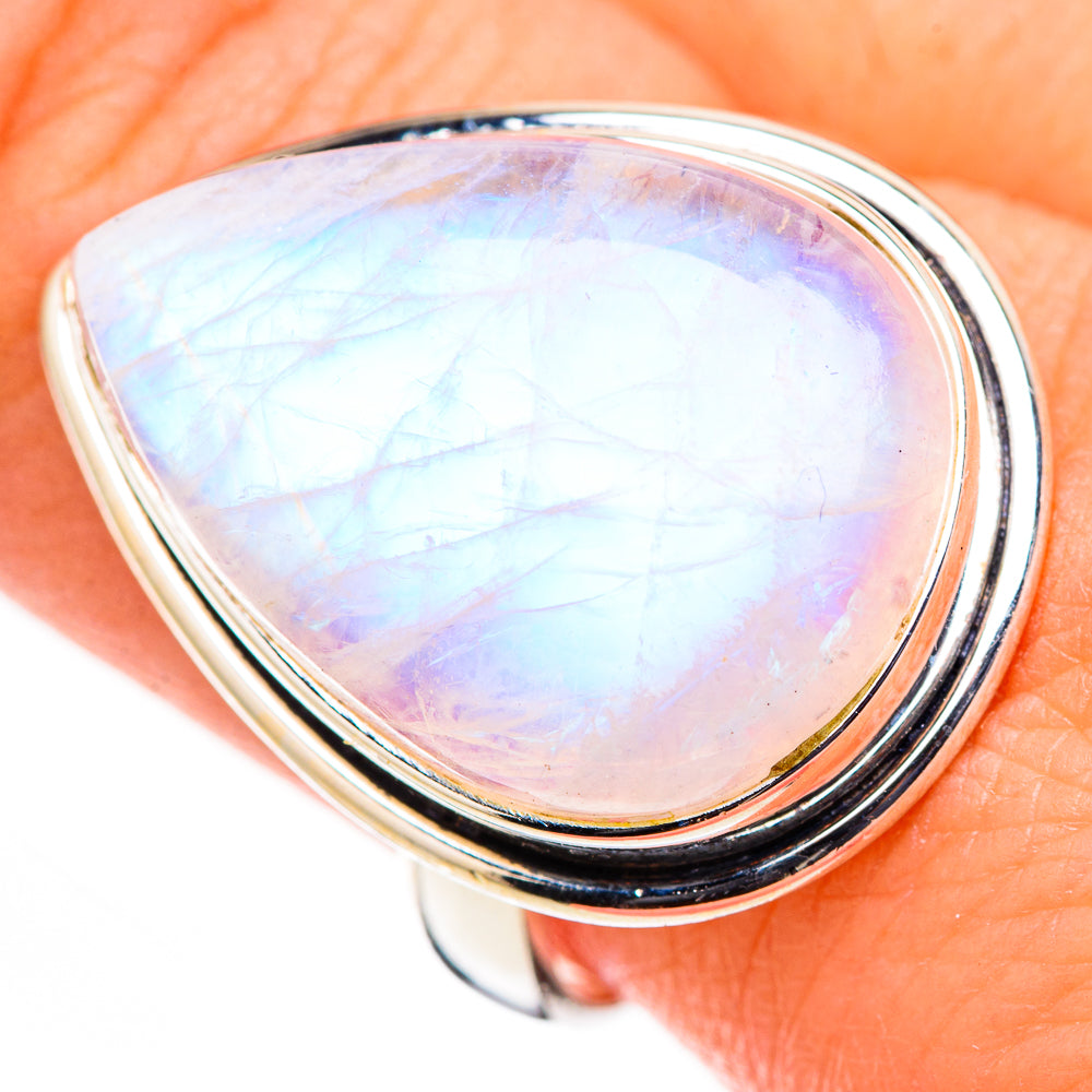 Rainbow Moonstone Rings handcrafted by Ana Silver Co - RING126104