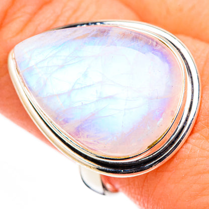Rainbow Moonstone Rings handcrafted by Ana Silver Co - RING126104