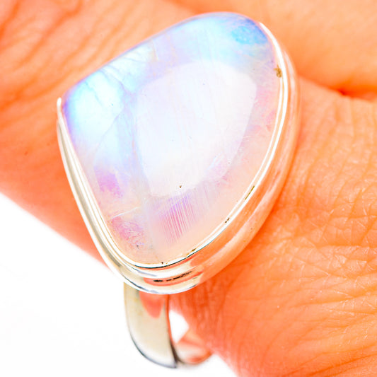Rainbow Moonstone Rings handcrafted by Ana Silver Co - RING126105
