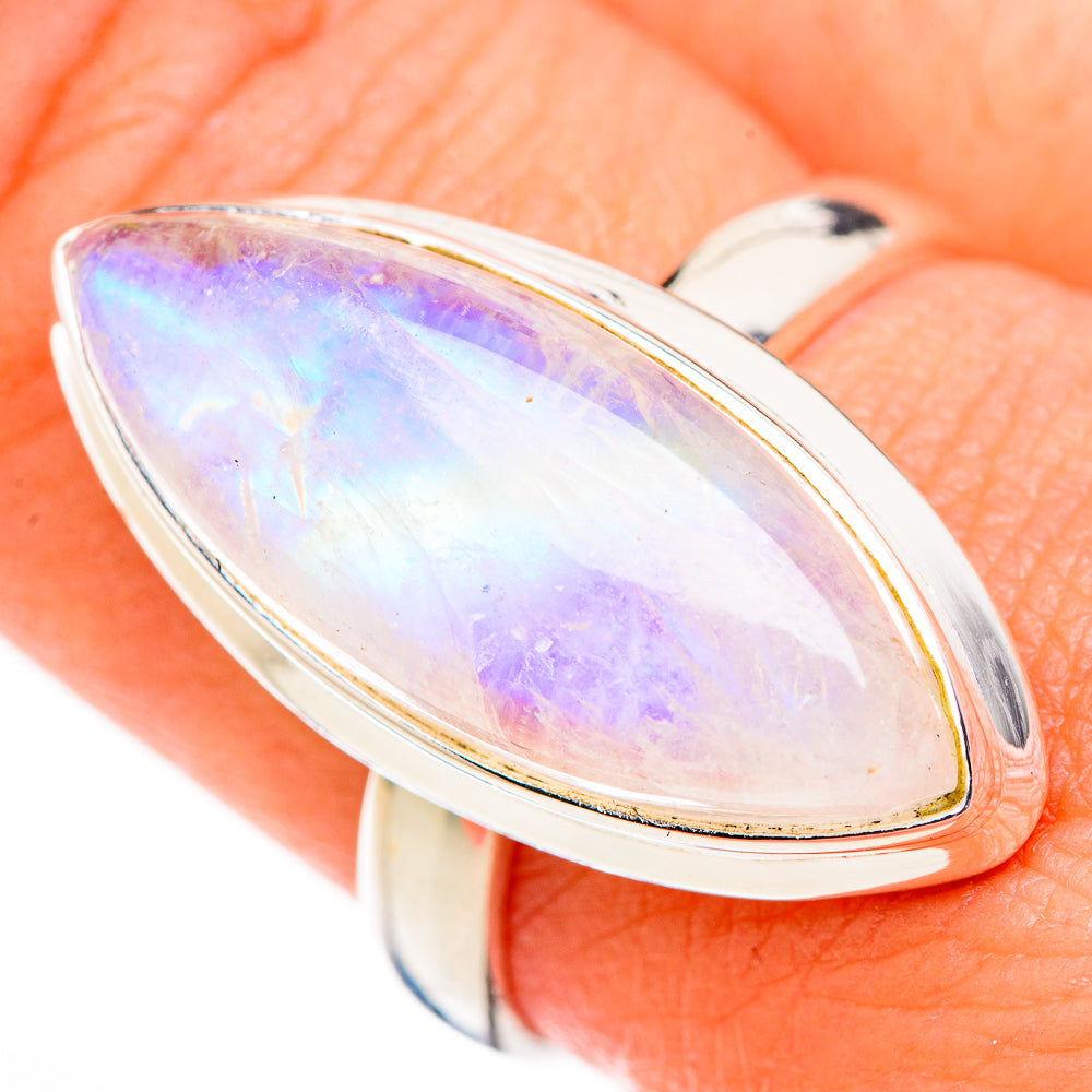 Rainbow Moonstone Rings handcrafted by Ana Silver Co - RING126122