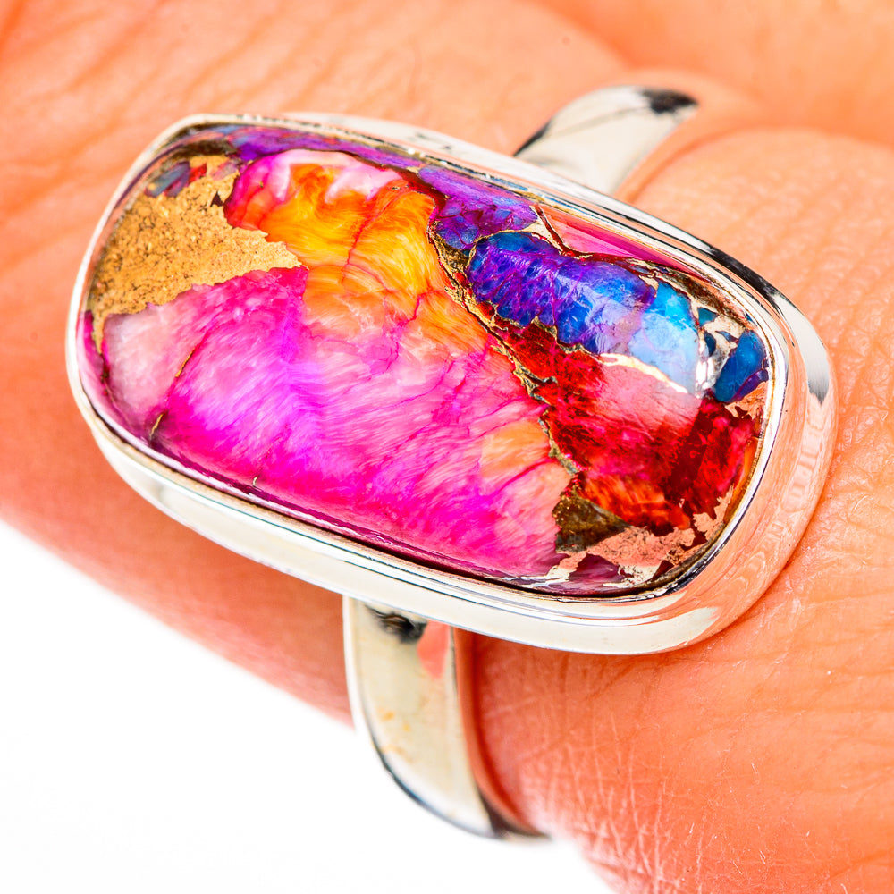 Kingman Pink Dahlia Turquoise Rings handcrafted by Ana Silver Co - RING126140